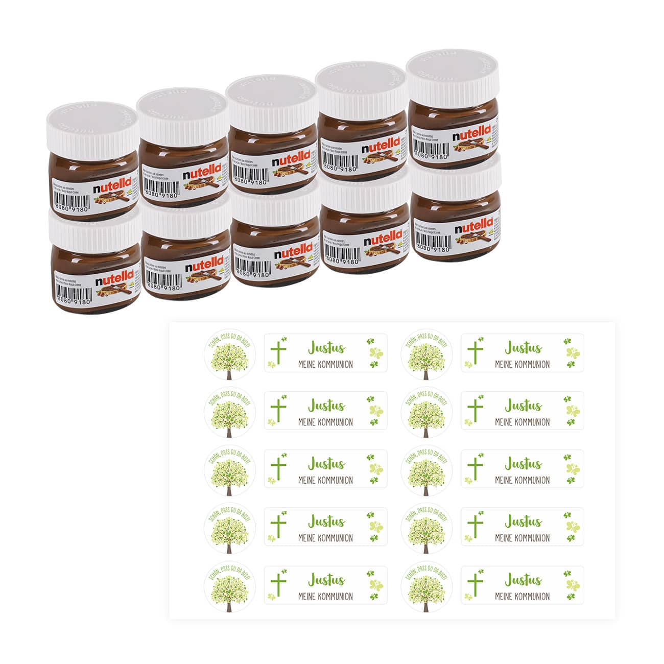 10er Set Nutella Gläschen zur Konfirmation, Kommunion oder Taufe in 3 Farbvarianten – Bild 5