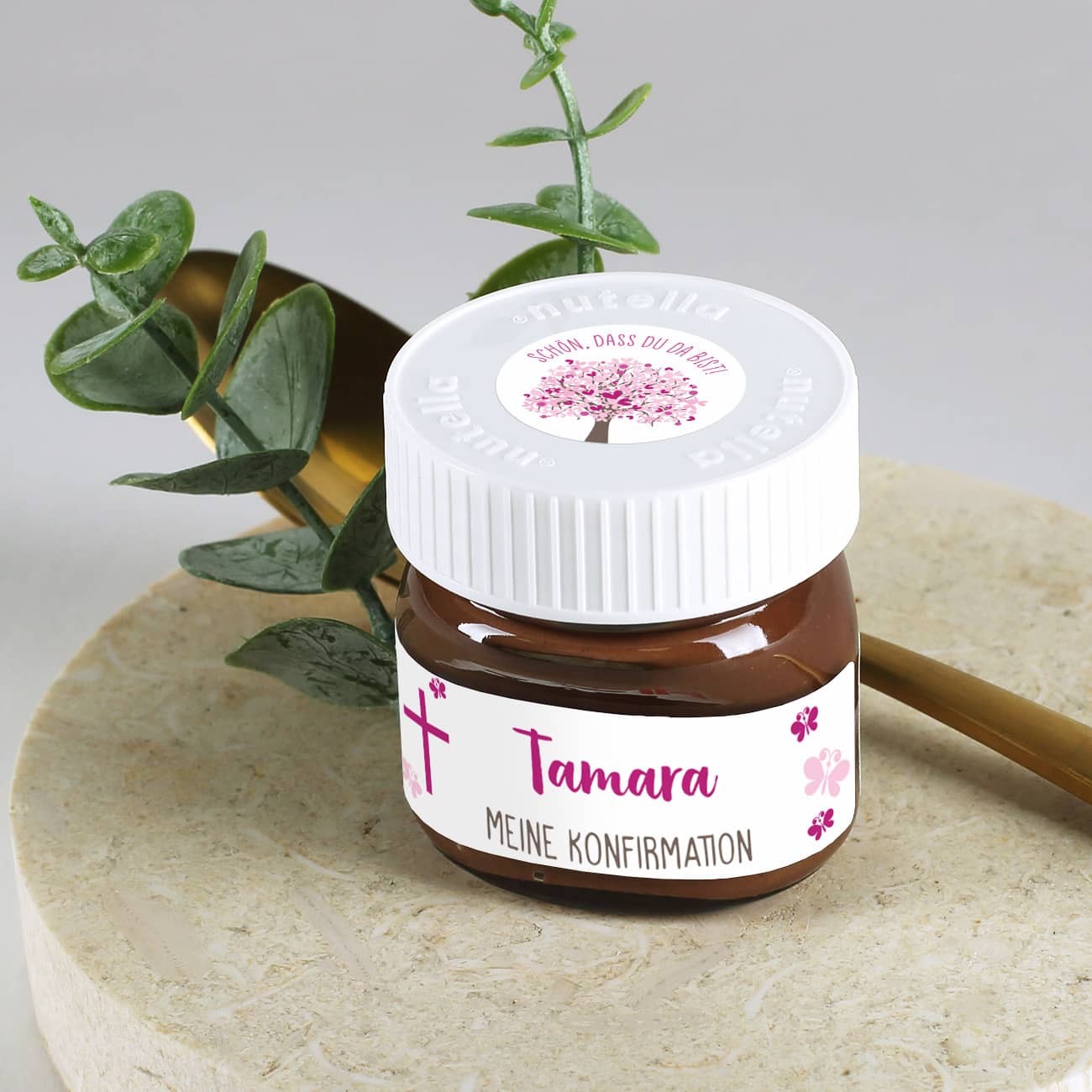 10er Set Nutella Gläschen zur Konfirmation, Kommunion oder Taufe in 3 Farbvarianten – Bild 6