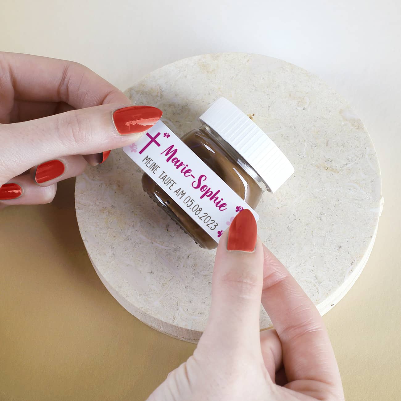 10er Set Nutella Gläschen zur Konfirmation, Kommunion oder Taufe in 3 Farbvarianten – Bild 8