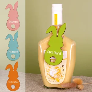 Personalisierter Holzanhänger in Hasenform | Farbe und Name wählbar