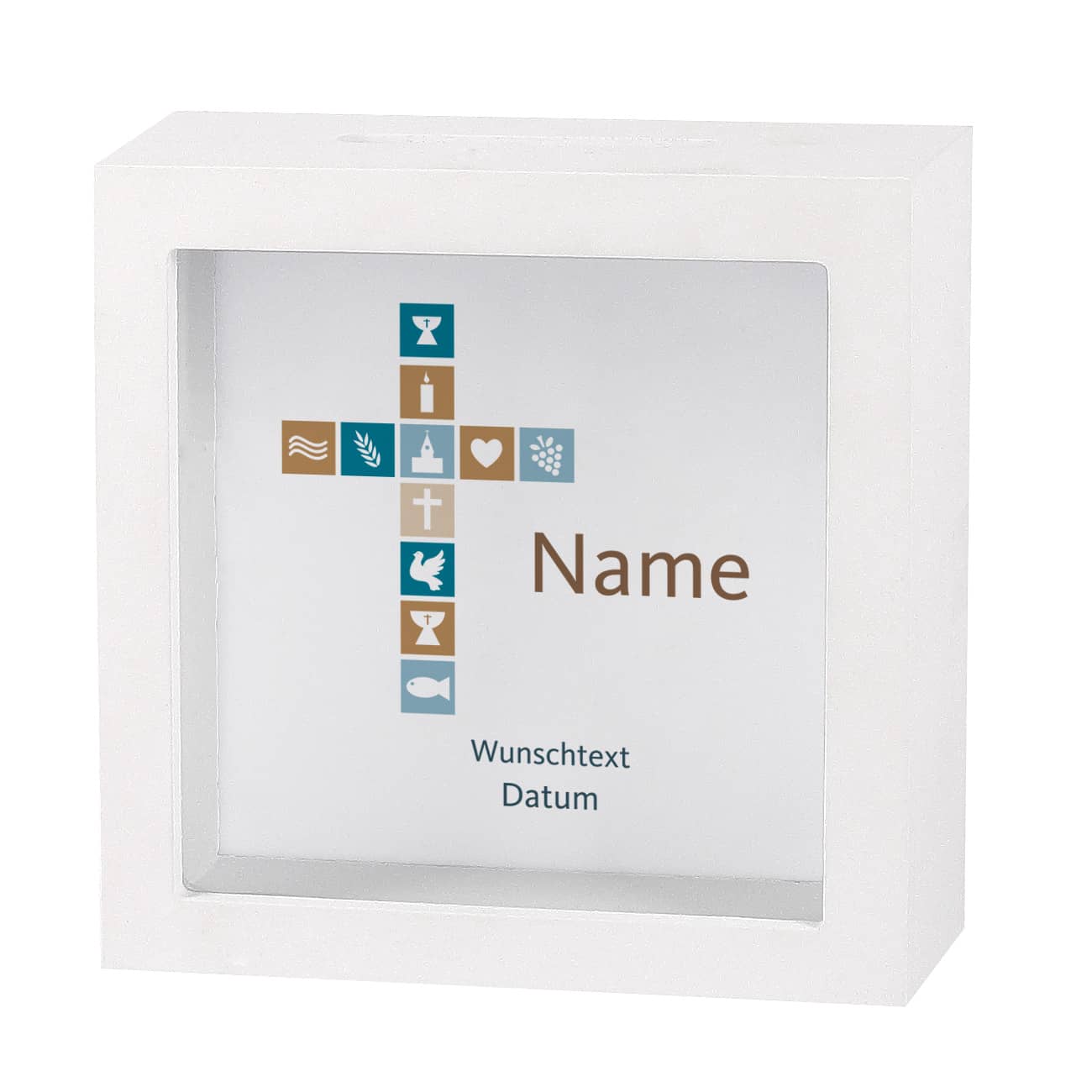 Bilderrahmen Spardose für Jungen zur Kommunion, Konfirmation oder Taufe – Bild 4