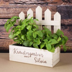 Holzkiste Kräutergarten mit Namensgravur