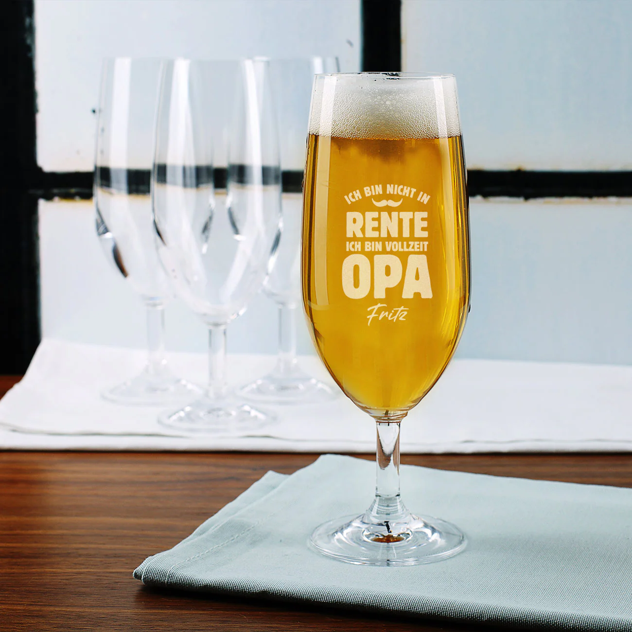 Personalisiertes Bierglas zur Rente "ich bin Vollzeit Opa" mit Name – Bild 2