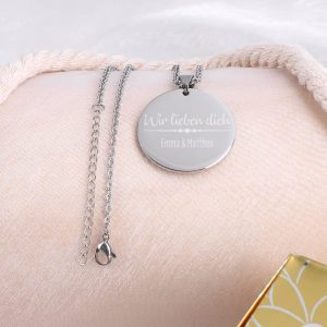 Gravierte Halskette mit Ihren Wunschtexten - in silber, schwarz oder roségold