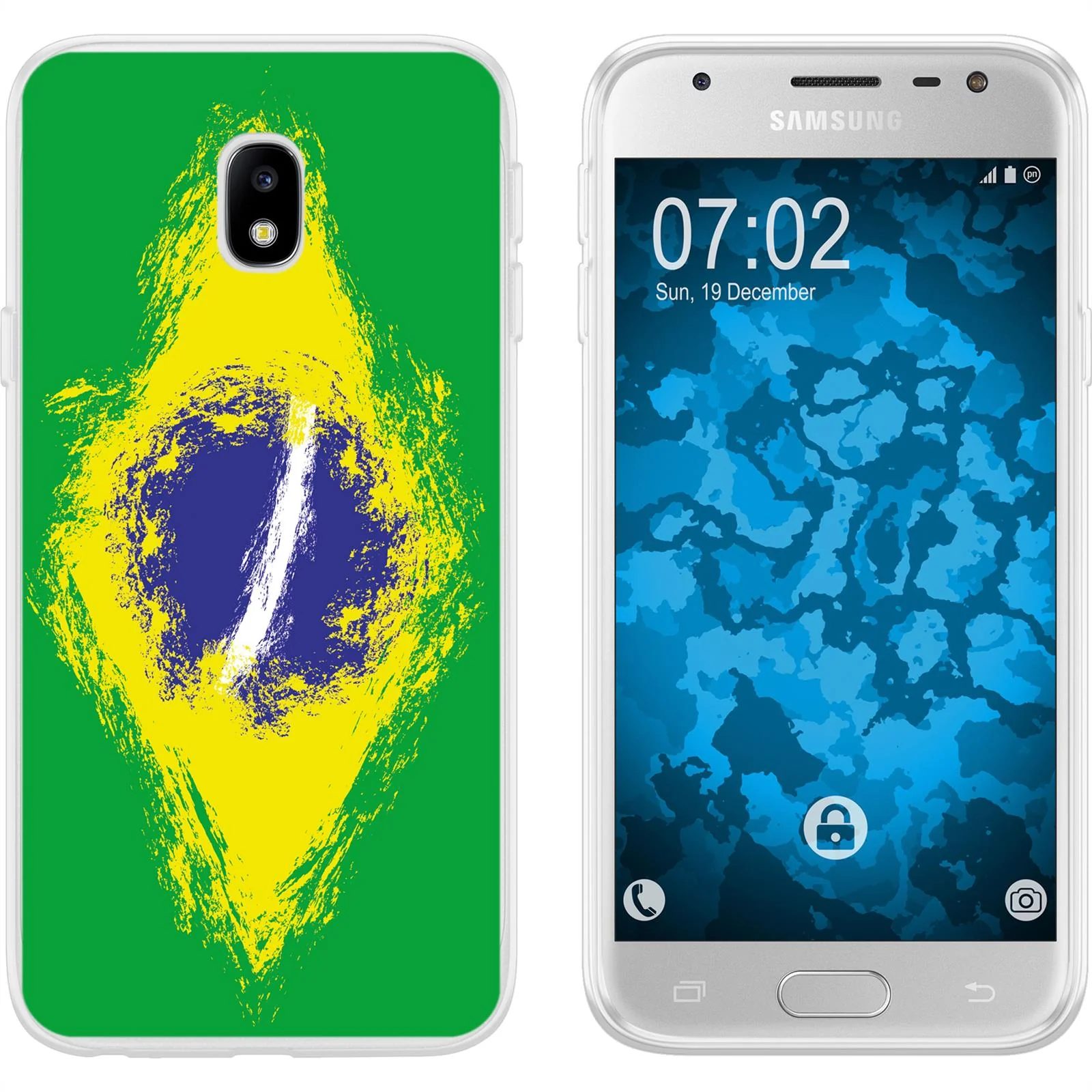 PhoneNatic Case kompatibel mit Samsung Galaxy J3 2017 Silikon-Hülle WM Brasilien M3